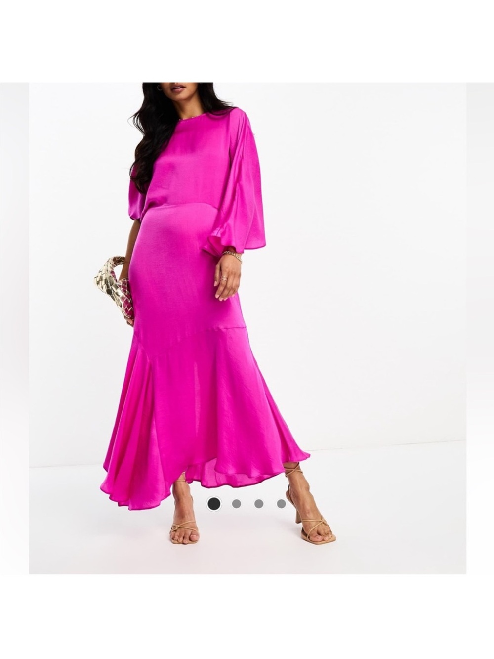 ASOS Hot Pink Asymmetrical Satin Midi Dress